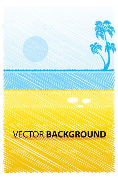 Abstract Sketchy Beach Landscape with Sample Text